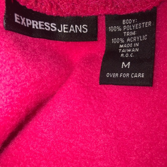 Just in Express Hot pink fleece zip up jacket with Argyle Scarf - Picture 6 of 9